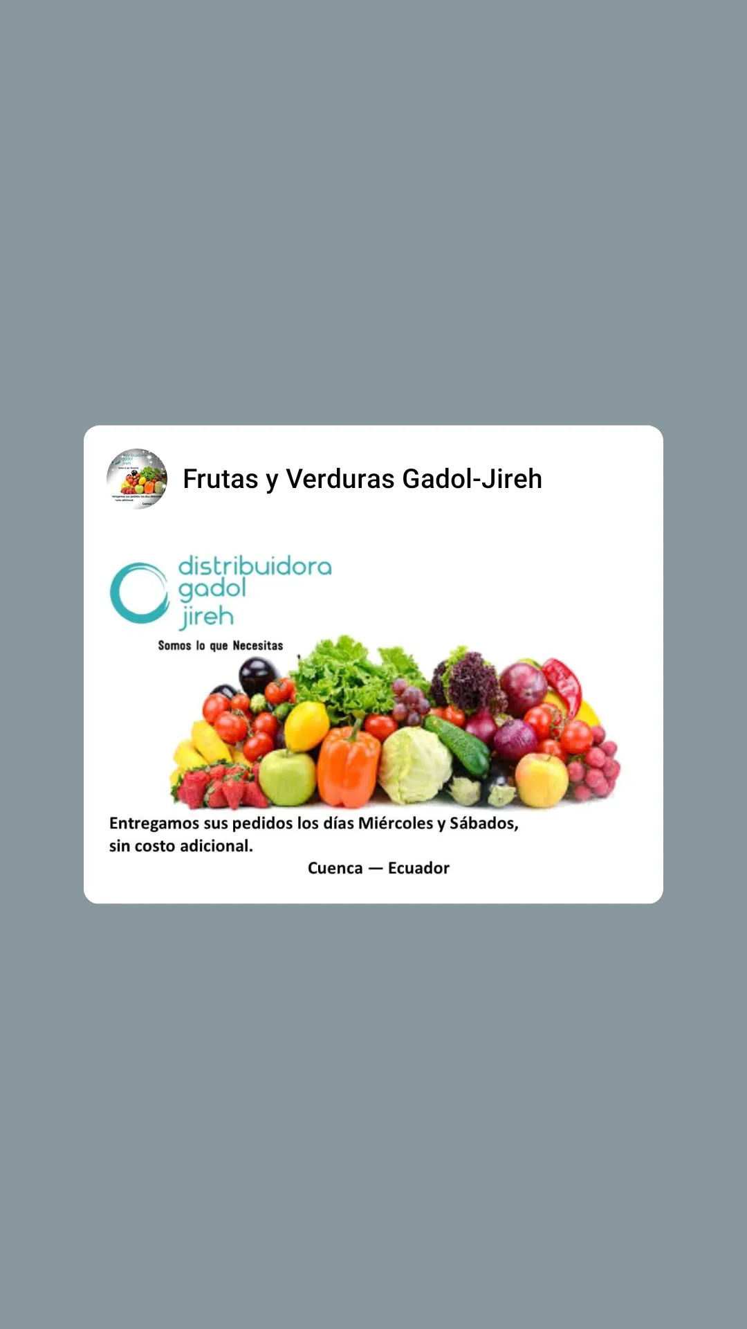 Frutas y verduras Gadol Jireh